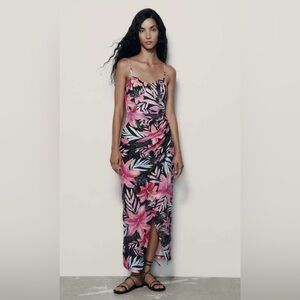 NWT ZARA TROPICAL PRINT CORSET STYLE DRESS, SIZE S